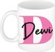 Bellatio Decorations Naam mok Dewi - roze - wit - keramiek - 300 ml - cadeau beker