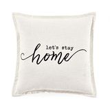 Lush Decor Let's Stay Home Script decoratieve enkele kussensloop, 50 x 50 cm, wit