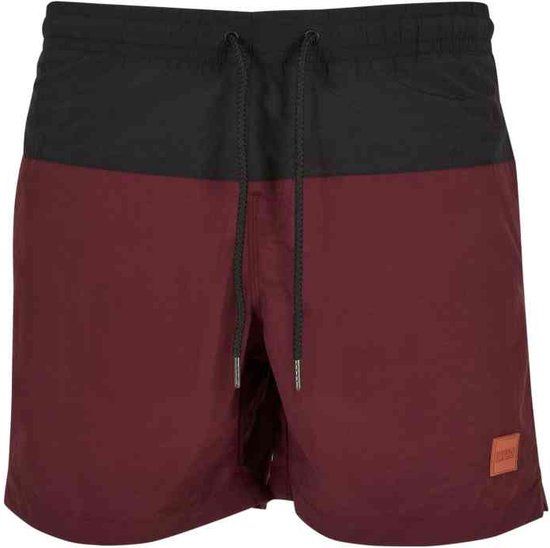 Urban Classics Block Zwemshorts - Rood/Zwart - 3XL - Heren