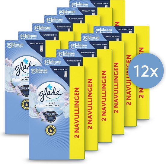 Glade Touch & Fresh Pure Clean Linen - Luchtverfrisser - Duo Navulling (12 x 2 x 10ml)