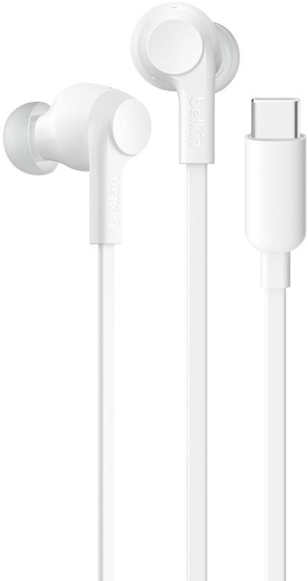 Belkin SoundForm ANC Oortjes met Draad met USB-C Connector, In-Ear Koptelefoon met Microfoon - Earbuds voor iPhone 17, iPhone 16, iPad Mini, Galaxy S25, Google Pixel 10, Android en Meer - Wit