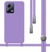 Tumundosmartphone Vloeibare siliconen hoes met koord voor Xiaomi Redmi Note 12 5G, paars