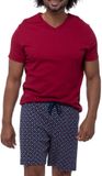 Mey Heren pyjama Tie Minimal donkerblauw / rood katoen korte mouw S