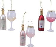 Decoris Kersthangerset Wijnfles glas kadoset