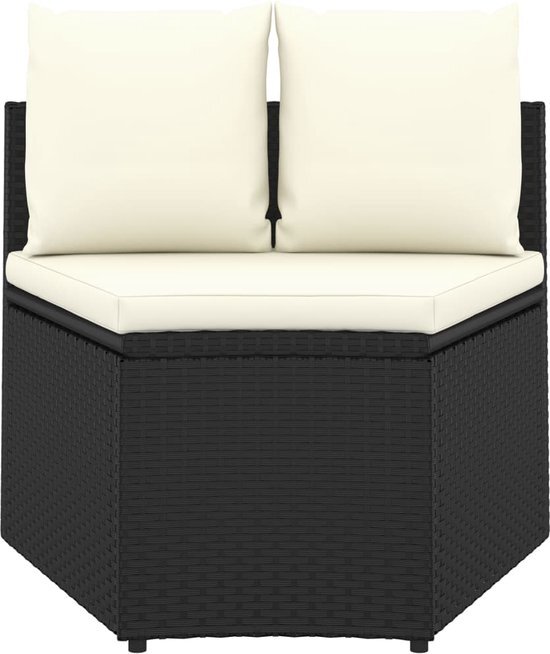 vidaXL 5-delige Loungeset met kussens poly rattan zwart