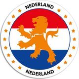 Bellatio Decorations Vlag van Nederland stickers - 10x - rond - D14,8 cm