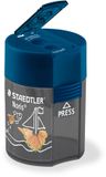 STAEDTLER dubbele puntenslijper met potje, blauw-grijs