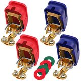 Bolatus, 2 paar accuklemmen, 12V, voor auto's. Accupolen, snelkoppelingen, poolklemmen, set accuklemmen voor boot, auto, autobatterij. (Rood en blauw)