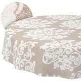 ANRO Tafelkleed Damast Beige Rond Ø120cm Rechte rand Afwasbaar Waterafstotend Binnen & Buiten