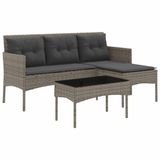vidaXL Tuinbank Set 2-zits Poly Rattan Grijs en Donkergrijs