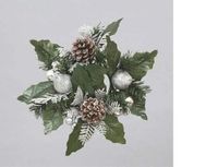 Euronatale Kaars 20 cm C/pennen en bessen zilver, zoals foto, uniek