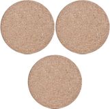 Zeller Kurken pannenonderzetters - 3x - rond - lichtbruin - D26 x H1 cm