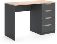 Vicco Bureau Ruben, Antraciet/Artisanaal eiken, 110 x 50 cm met 4 lades