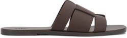 Kazar Brown flat leather slides for women, size 38