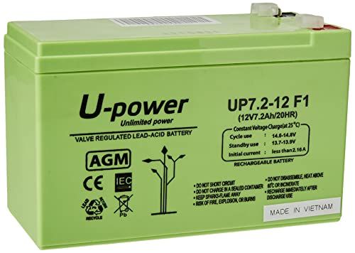 MASTER U-POWER Loodaccu AGM 7,2 Ah 12 V FASTON F1 4,8 mm, inbouw, MU-UP7.2-12F1
