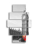 Homemania Afbeelding Londen, 5 steden en landschappen per woonkamer, meerkleurig, 95 x 0,3 x 60 cm, HM205MDF180, MDF