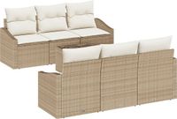 vidaXL Bankstel 7-zits Beige/Crème Polyrattan