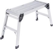 Aluminium ladder vouwbaar - Plateforme de travail/chevalet - 108x41x50 cm - Capacité de charge jusqu'à 150 kg - Tapis antidérapant - Verrou de sécurité - Argent