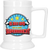 Bellatio Decorations Bellatio Decoration Cadeau Bierpul voor opa - blauw - super opa - keramiek - 530 ml