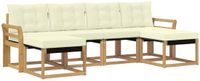 vidaXL - Bank loungeset - 6 zitplekken - Wit en crème - Acacia hout