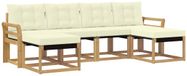 vidaXL - Salon d'angle - 6 places assises - Blanc et crème - Acacia bois