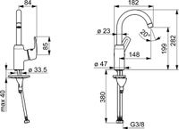 Hansa Hansapinto wastafelkraan m. 120° draaibare uitloop 14.8cm chroom