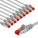 goobay 65997 CAT6 netwerkkabel in set van 10 / patchkabel afgeschermd S/FTP/CU Ethernet-kabel, PiMF, LSZH/Cat 6 kabel met 10 Gbits/grijs / 10x 5m