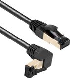 Transmedia S/FTP CAT8.1 40 Gigabit netwerkkabel haaks naar boven / recht / zwart - LSZH - 0,50 meter