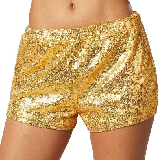 Tectake dressforfun - Pailletten-short goud XXL - verkleedkleding kostuum halloween verkleden feestkleding carnavalskleding carnaval feestkledij partykleding - 303890