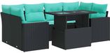 vidaXL - 7-delige Loungeset met kussens, poly rattan, acacia, zwart