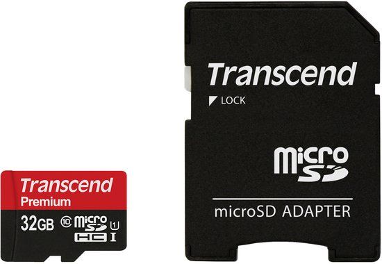 Transcend Premium UHS-I Micro SD kaart 32GB + adapter