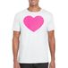 Bellatio Decorations Verkleed T-shirt voor heren - hartje - wit - roze glitter - carnaval/themafeest L
