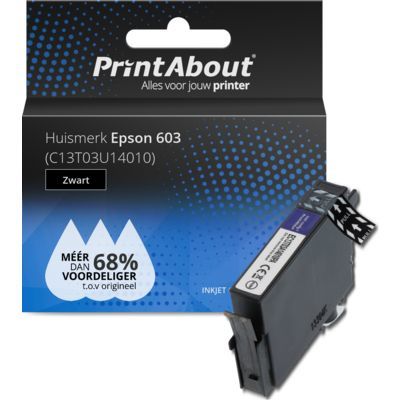 PrintAbout Huismerk 603 (C13T03U14010) Zwart | Compatibel met Epson