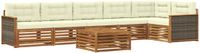 vidaXL - Hoek loungeset - Acacia hout - Natuurlijk en crème