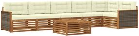 vidaXL - Hoek loungeset - Acacia hout - Natuurlijk en crème