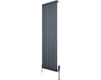 MonsterShop Monster Group BV Ovale radiator 1 kolom - 1600x480 mm - Antracietgrijs - thermostaatkraan