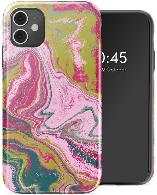 Selencia Hoesje - Geschikt voor Apple iPhone 11 - Backcover - Marble Pink
