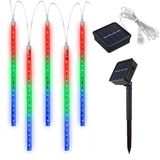 Maclean - Solar LED Icicle Fairy Lights 144 LED RGB Lichtgordijn 2,4 m