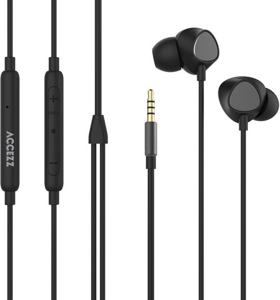 Accezz In-ear oordopjes - Bedrade oordopjes - AUX / 3,5 mm Jack aansluiting - Zwart