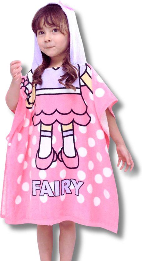 BoefieBoef Sprookjesachtige Fee BadPoncho - Roze - Microvezel Kinderhanddoek met Capuchon (1-6 jaar)