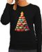 Bellatio Decorations Kersttrui / sweater dames - kerstboom van donuts - zwart - Kerstkatjes - Merry Christmas XS