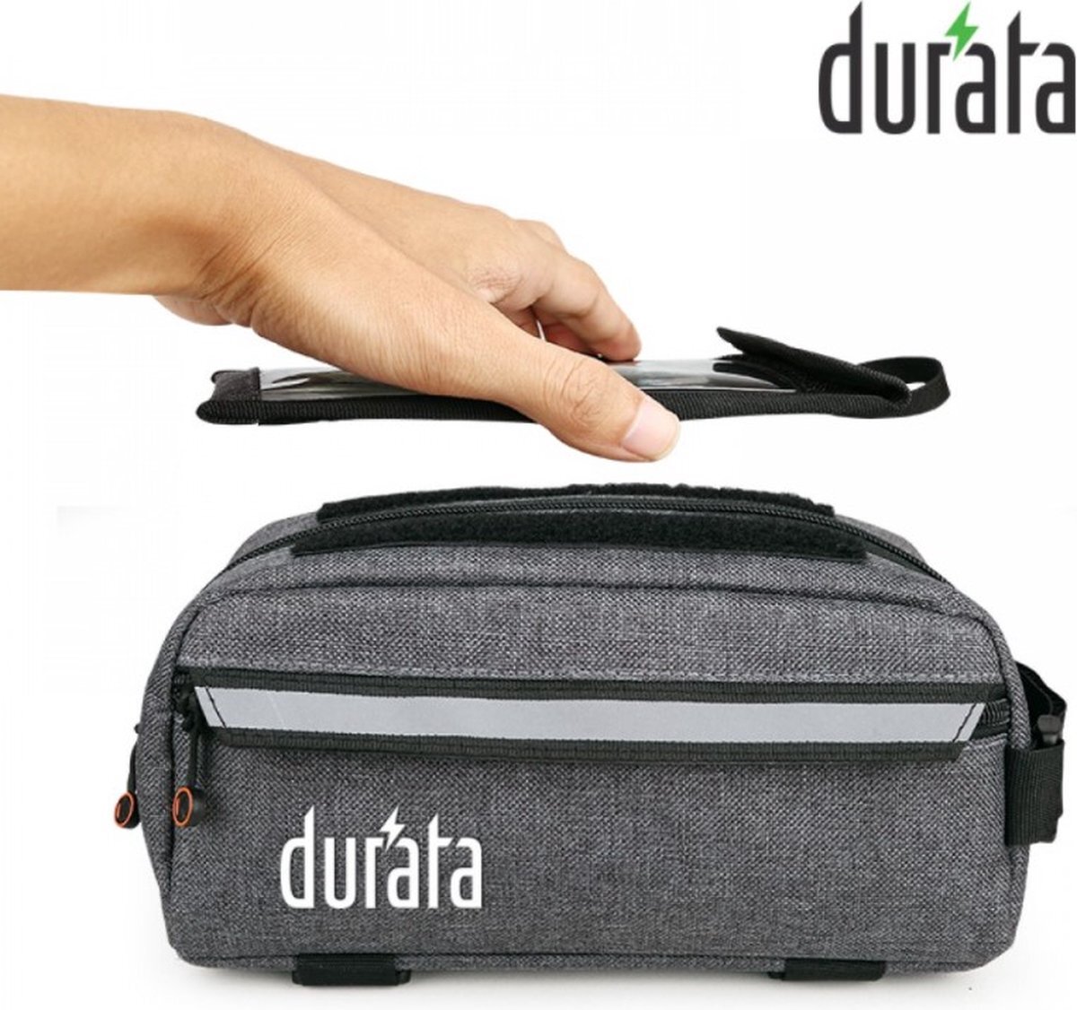 Durata Fiets telefoon houder inclusief tas met ritssluiting monteerbaar op stang