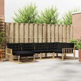 vidaXL Hoek loungeset 6-delig Wit en zwart Massief Acaciahout
