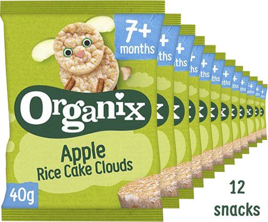 Organix Luchtige Rijstwafeltjes 7+m - Babymaaltijd - Snack - Appel - 12 x 40g