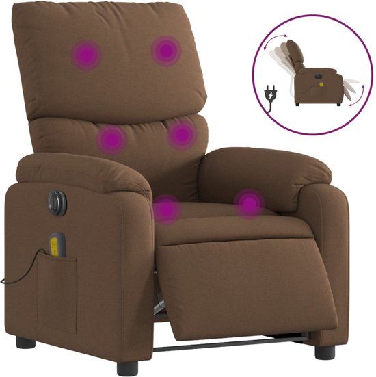 vidaXL Massagestoel elektrisch verstelbaar stof bruin