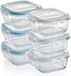Unyqoos® Set van 6 luchtdichte glazen vershouddozen met click-lock deksel