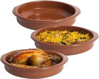 Merkloos / Sans marque Casa Y Menaje Tapas ovenschaaltje/serveerschaalthe - 3x - rond - Spaans terracotta/aardewerk - D22 x H5 cm - Klassieke stijl