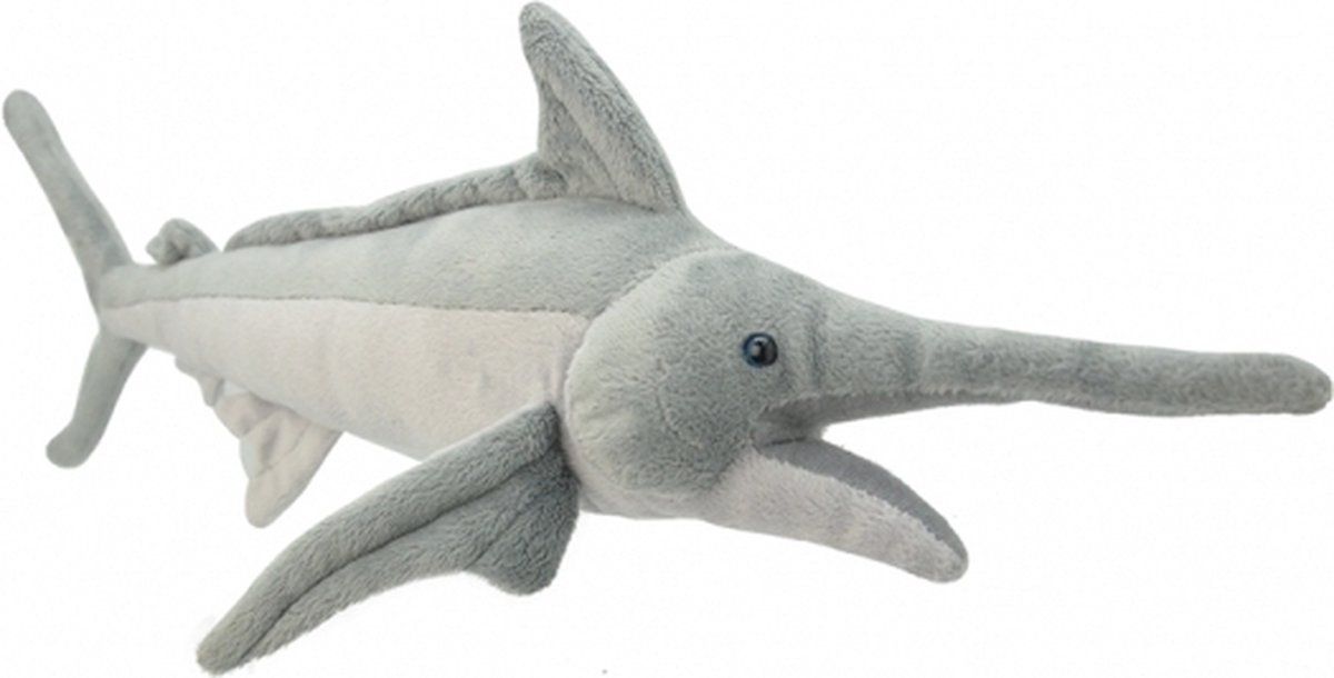 Wild Planet Pluche zwaardvis knuffel 37 cm - Grijs