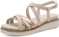 Tamaris - Dames Sandalen met hak - Sleehak - Nude comb - Leer - Maat 37
