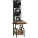 Mobliva Présentoir CD industriel, Étagère de rangement CD et DVD aspect bois brun rustique avec 3 poches en tissu et étagère